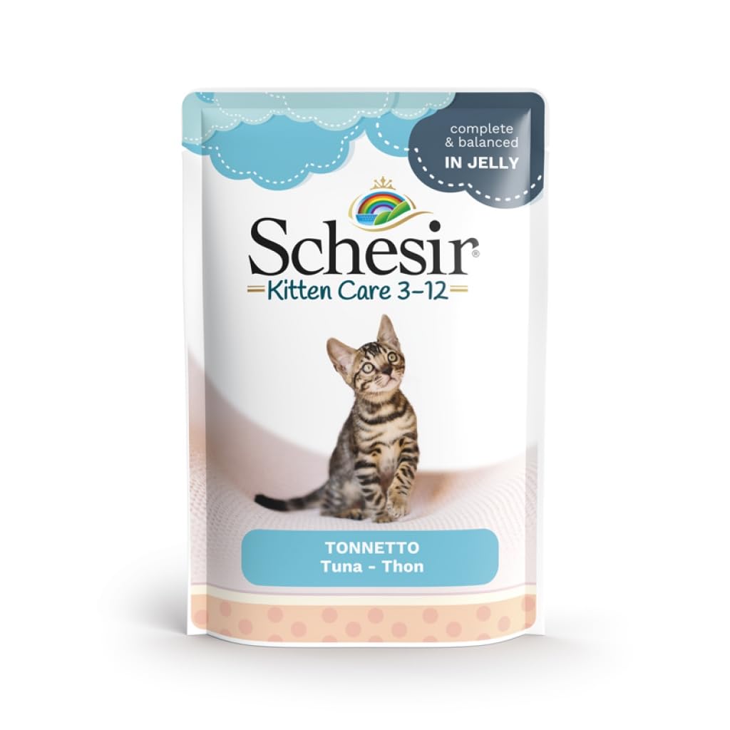 Schesir Kitten Comida Húmeda para Gatos de 0 a 1 Año (Atún En Gelatina sobre 20x85 Gr)