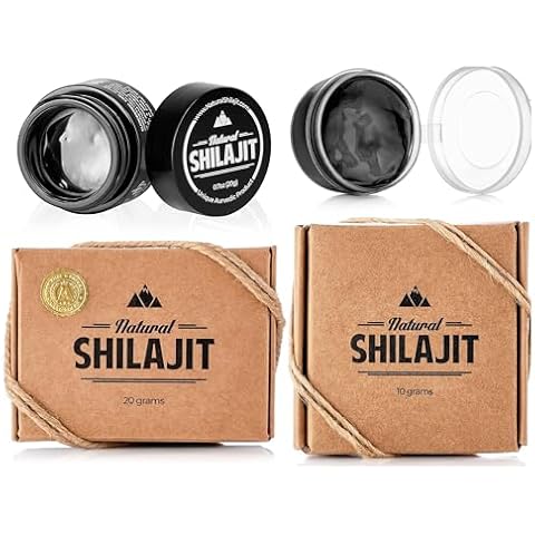 NATURAL SHILAJIT Resin - Shilajit Supplement with Fulvic Acid & Trace Minerals, Plant Based Nutrients for Energy, Immune Support & Vitality - 20 Gram & 10 Gram Cover