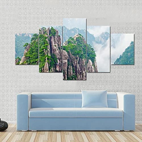 5 Panel Wall Art Canvas Prints For Bedroom Huangshan Scenery Painting Pictures Print On Canvas Abstract The Picture For Home Modern Decoration Piece Xl 150 X 100 Cm -2P1O-D4R4-8U5O-D4S4-5L2U-O8M7-2S1C