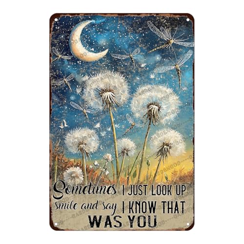 Dandelion Vintage Tin Sign Just Look Up Smile Say I