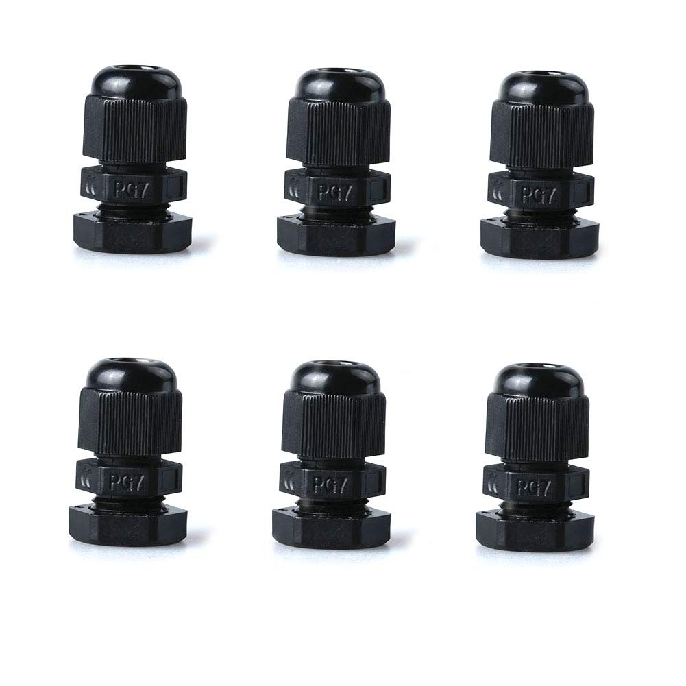 Chiloskit 10PCS PG7 PG9 PG13.5 PG16 PG19 Black Waterproof Connector Gland 3-16mm Dia Cable Glands Fastening Connector (PG13.5)-image-9