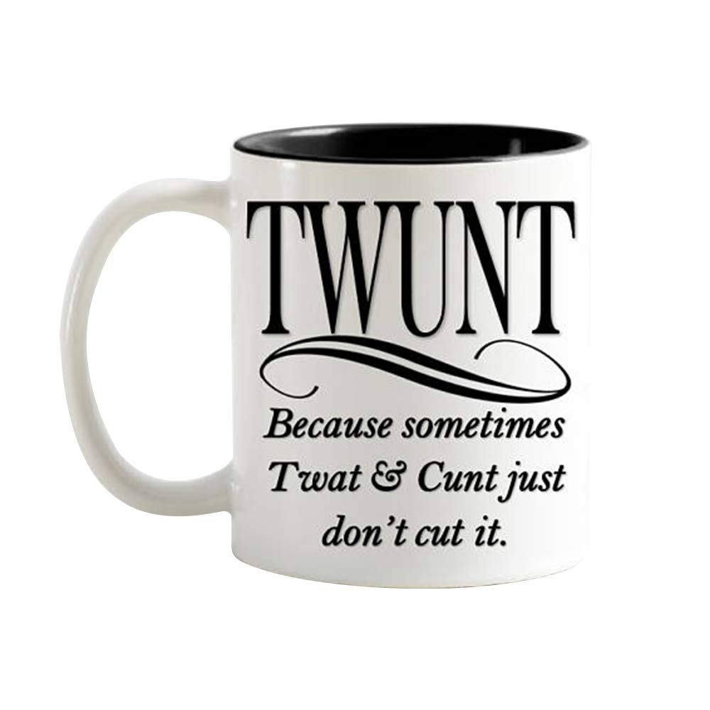 Novelty Coffee Mug -TWUNT Coffee Mug/Cup, White/Black Ceramic Coffee Mug 11oz