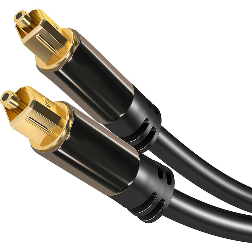 VoltShine TOSLINK Pro Series Optical Cable 1m Dolby Digital DTS Stereo Audio Cable with TOSLINK Male to Male Connector - Black