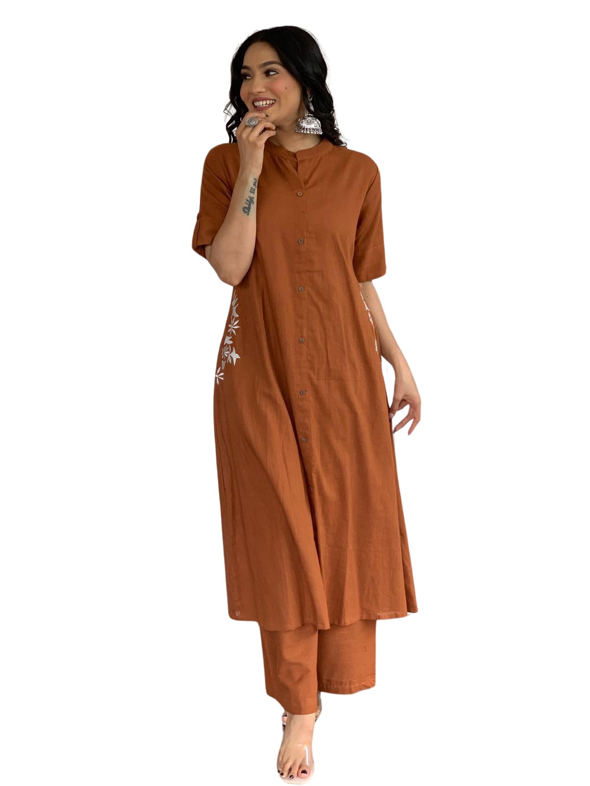 Women's Cotton Printed A-Line Kurti with Pant-image-9