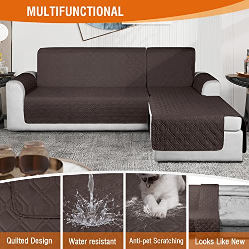 Vansofy Sectional Couch Covers 100% Waterproof L Shaped Sofa Slipcover 3Pcs Reversible Chaise Lounge Cover For Sectional Sofa Furniture Protector Cover For Pets Dog Cat(Small, Chocolate) #TOP6