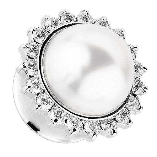 Piersando Ohr Plug Piercing Flesh Tunnel Ohrpiercing Edelstahl Single Flared Silber mit Vintage Tribal Ethno Perle 6mm Cover