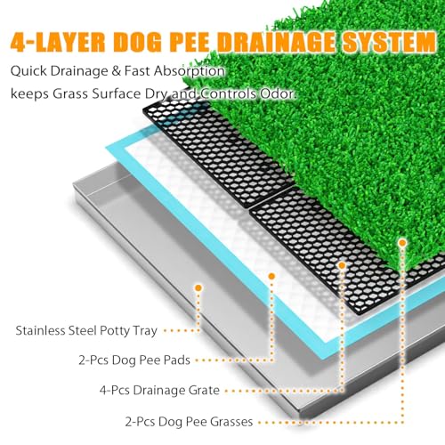 Dog Grass Pad with Tray, Reusable Large Artificial Turf Grass Potty and Puppy Pee Pads for Dogs, Portable Stainless Steel Dog Litter Box for Indoor/Outdoor Potty Training Toilet - Image 6