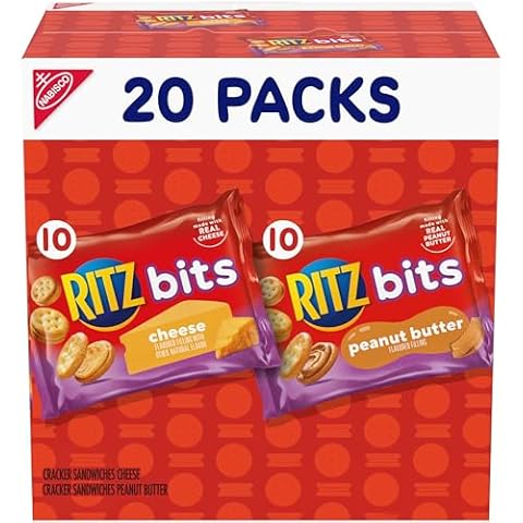 RITZ Bits Cheese and RITZ Bits Peanut Butter Cracker Sandwiches Variety Pack, 20 Snack Packs Cover