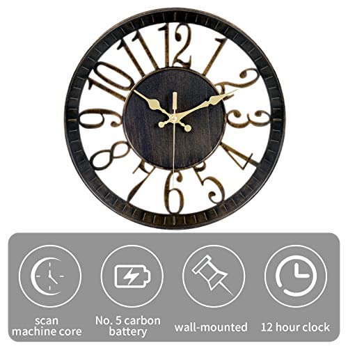 Reloj de pared vintage silencioso 12 pulgadas analógico miniatura 3