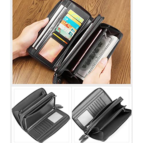 Large Wallet Clutch Long Leather Phone Purse Business Hand Clutch Bag Card Holder Travel Wallet for Men Women Father Husband4