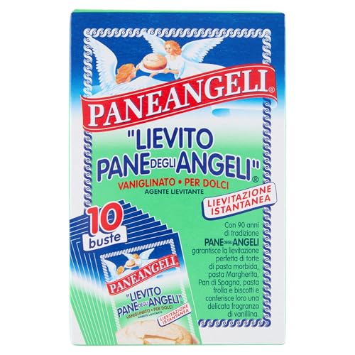 Paneangeli Lievito Pane degli Angeli Vaniglinato, Lievito per Dolci, Agente Lievitante, Lievito Istantaneo con Delicata Fragranza di Vanillina, Vegano e Senza Glutine, Astuccio da 10 Buste da 16 g