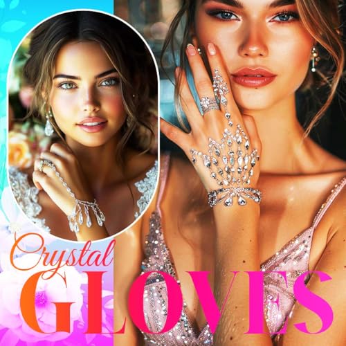 GORTIN Rhinestone Gloves Silver Wedding Fingerless Glove Crystal Sparkly Gloves Hand Jewelry Accessories for Women4