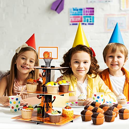 3 Tier Basketball Party Decorations Cupcake Stand Basketball Theme Party Favors Cupcake Holder Sports Theme Cupcake Holder for Teenagers Sports Birthday Party Supplies Decor