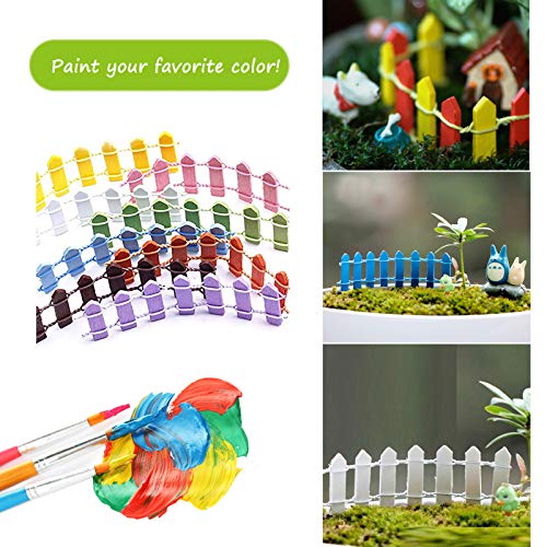 Haawooky 4 Pieces 35 Inch Miniature Fairy Garden Ornament Fence,Wood Picket Fence Mini Decorative Fence for Home Garden,Plant Pot Decor DIY Crafts(White)