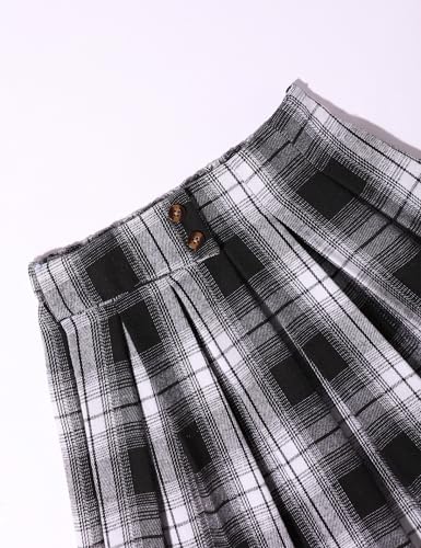 Image of Fuermos Toddler Girl Clothes Puff Sleeve Top and Pleated Girls Plaid Skirt Set 2PCS Girls Outfits Fall Winter