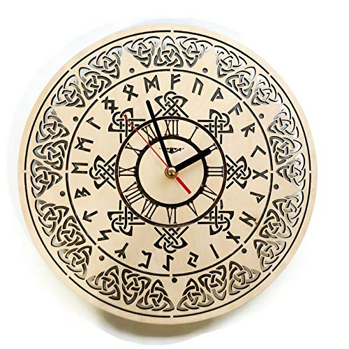 Shareart Celtic Symbols Silent Wood Wall Clock - Original Home Office Living Room Bedroom Kitchen Decor - Best Birthday Gift For Friends Men Woman - Unique Wall Art Design - Size 12 Inch #TOP3
