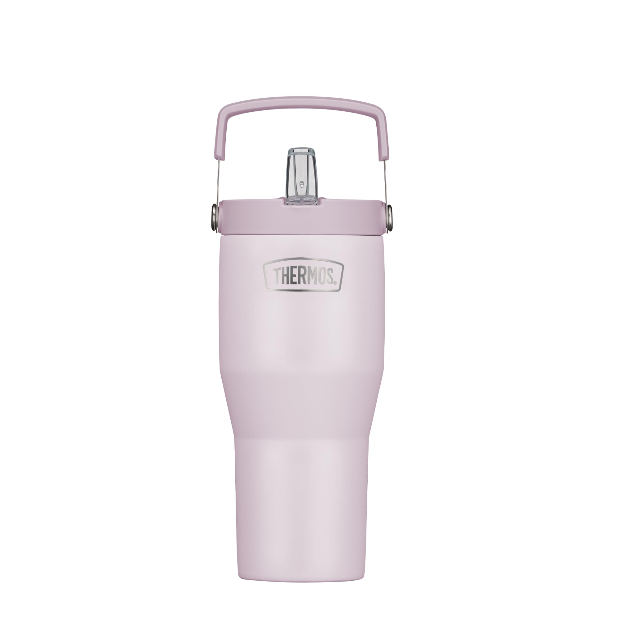 Thermos Flip Straw Tumbler mit Strohhalm und Henkel, 0,85 l, lavender mat | 6 h kalt, Isolier-Trinkbecher Flip-Strohhalm, doppelwandiger Edelstahl, für unterwegs & zuhause, lila, REFRESHING SERIES