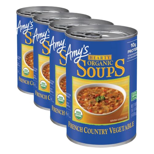 Image of Amy's Soup, Vegan Hearty French Country Vegetable Soup, Gluten Free, Made With Organic Rice, Vegetables and Herbs, Canned Soup, 14.4 Oz (Pack of 4)