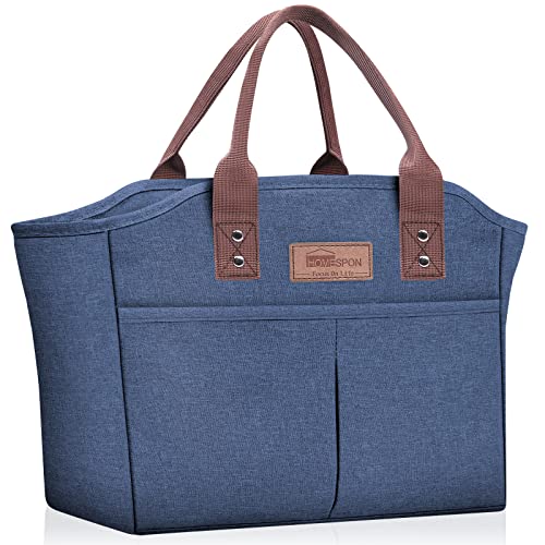 HOMESPON Sac à déjeuner isotherme réutilisable avec poches pour femme, homme, travail, shopping ou voyage (Un jean bleu) Cover