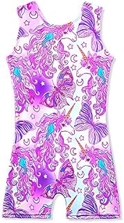 Collants para meninas de ginástica com shorts de borboleta, unicórnio, sereia, dança, utilitários, rosa-choque, preto