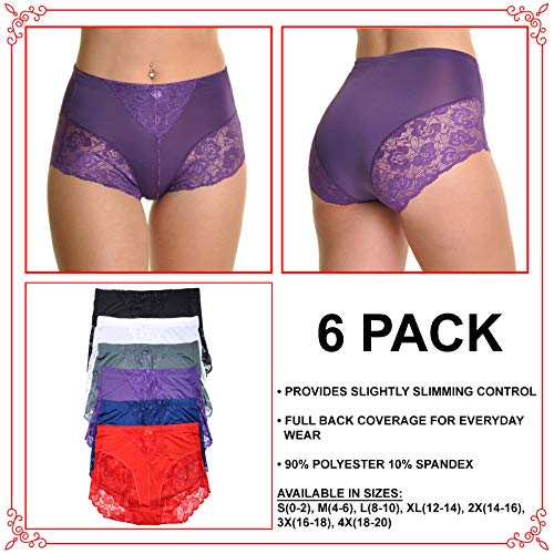 Angelina Women's High Waist Boxer Briefs with Lace Accent Detail