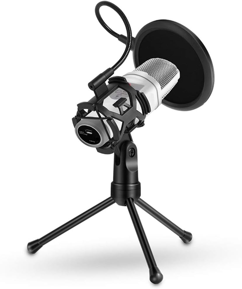 Foldable Microphone Tripod Stand Desktop Mic Holder Shock Mount Pop Filter for Online Broadcasting Chatting Singing