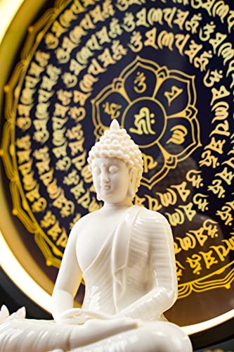 Estatua Buda Blanca de 6 pulgadas con Lámpara de Mesa LED de 13.2 pulgadas miniatura 2