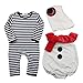 Fenical 3pcs noël bébé Combinaison en Peluche Bonhomme de Neige Costume Barboteuse Tenue de noël avec Chapeau pour bébé Tout-Petit