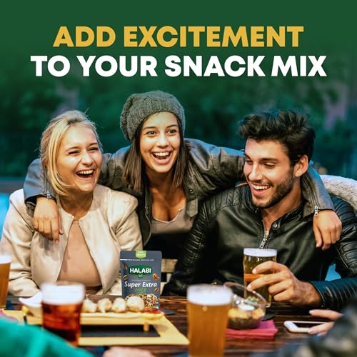 Halabi - Super Extra Mix - Mixed Nuts - Peanuts, Cashews, Pistachios, Almonds, Chickpeas, Pumpkin Seeds, Hazelnuts, Corns - Healthy Baked Snacks in a Can - 400g