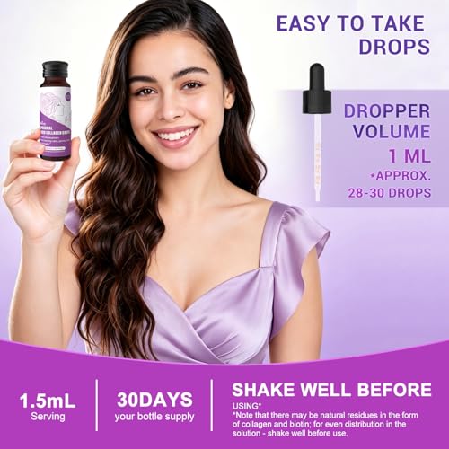 Image of Heivy High Potency Biotin & Collagen 70,000 mcg Liquid Drops for Women, Hair Growth Support, Strong Skin Nails - Made in USA - 50mL