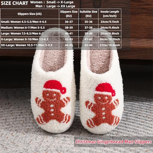 Christmas Gingerbread Man Fuzzy Slippers for Women and Men - Winter Warm House Couple Shoes - Cozy Indoor Home Bedroom Slippers2