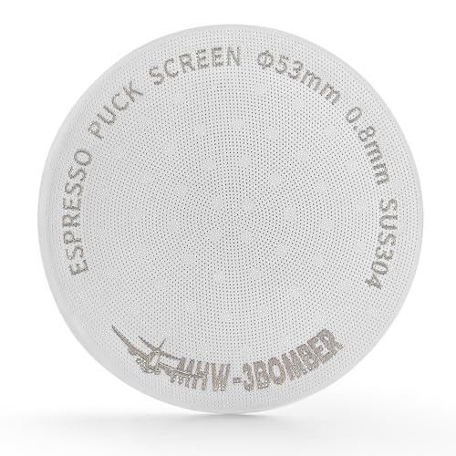 MHW-3BOMBER 54mm Puck Screen - 0.8mm Espresso Puck Screen - Metal Reusable Coffee Filter for Breville Sage 54mm Portafilter Basket - Double-layer Espresso Screen FG5591M-OS Metal Color 53mm