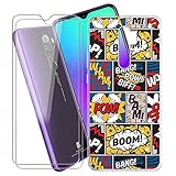 Phone Case Translucent + 2 Pieces Tempered Glass Film for BLU G90 Pro (6.50'), KJYF HD Screen...