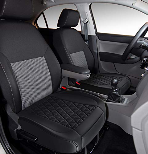 Image of Skywin PU Leather Seat Cover - Car Seat Covers Front Seat Only with Soft and Comfortable Cushion, Stylish PU Leather Seat Cover Protects Car Seat from Dirt, Wear and Tear (One Seat, Black)