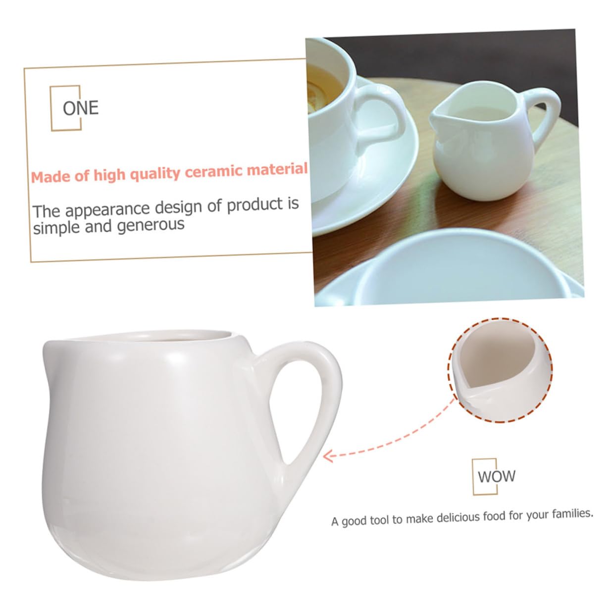 Sosoport Set 6 Pezzi Brocche da Salsa in Ceramica Bianca Manico Confortevole Design Semplice ed Elegante per Tavola da Pranzo e Regali per Nuove Case