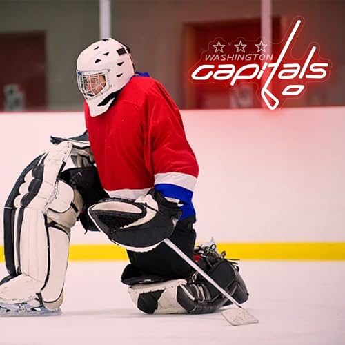 Image of Ice Hockey Neon Sign for Wall Decor,Ice Hockey Team Logo Lights,Hockey LED Neon Lights,Sports Neon Sign for Man Cave,Club,Bedroom,Party,Bar,Gifts for Man,Boys,Fans,Size 14.4 * 9.8inches(FMXD271)