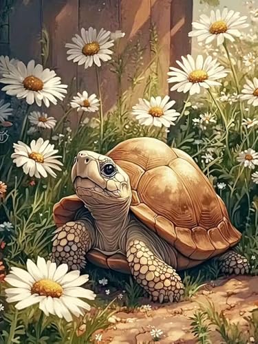 JXDXDJ Sea Turtle Diamond Art Kits for Adults DIY Flowers Diamond Painting Kits Round Diamond Dots for Adults 5D Full Drill Painting Kit Art and Crafts for Beginners Home Wall Decor 12 X 16 Inch