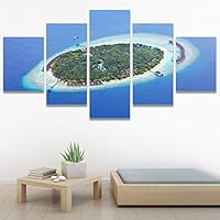 SIGNWIN 5 Panel Canvas Wall Art Modern Art Beach Coastal Expressive Global Multicolor Photography for Home Decorations Ready to Hang - 60