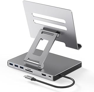 Aluminum Type C Dock 9 In1 Hub 5Gbps Fast Data Transfer Laptop Stand Holder 2xHDMI4K Ethernet PD100W USB3.0 Card Reader Aluminum Alloy Dock Laptop Docking Station USB C Adapter With Ethernet Port Port
