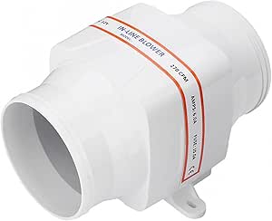 Bilge Blower, Boat Blowers, 4 inch 12V in Line Marine Bilge Blower 270CFM Loud Mute Ventilatieventilator voor Yacht Caravan, Wit