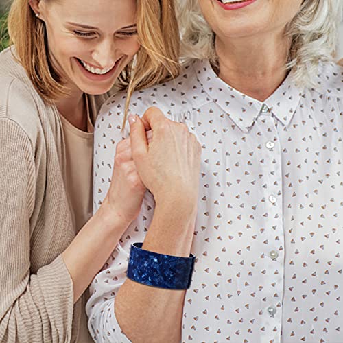 FAERLIIRY Wide Cuff Bangle Bracelets for Women Acrylic Resin Tortoise Chunky Bangles Adjustable Colorful Open Wrap Wide Bracelet Statement Jewelry Gifts (Blue)4