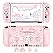 DLseego Schutzhülle für Nintendo Switch OLED Modell, Andockbare TPU Abdeckung mit 4 Daumengriffen, Shock-Absorption und Anti-Scratch Design Zubehör für Switch OLED2021 - Rosa Cinnamoroll