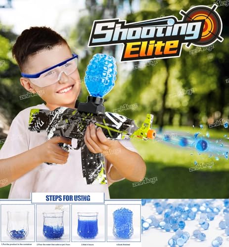 Image of Zest 4 Toyz Shooting Gun for Kids Toy Gun with Water-Absorbing Bullets | 3000 Water Gel Ball Gun Toy with Goggle Rechargeable Battery USB Charger and Bullet Bottle |Gift for Boys and Girls (Green)