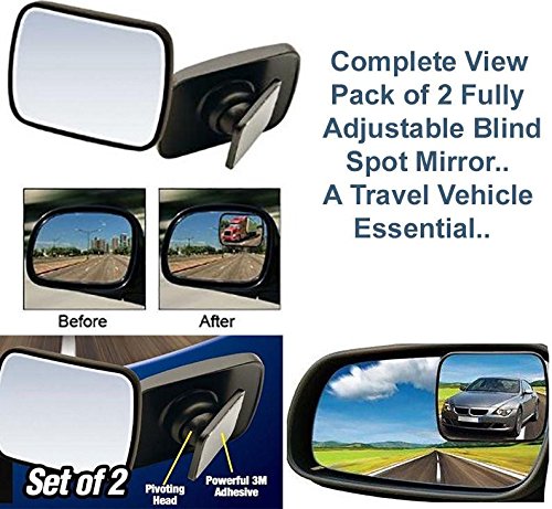 Complete View Pack of 2 FULLY ADJUSTABLE 360 Degree Car BLINDSPOT MIRORS -Travel, Taxi, Car & Van Must Have FREE Lintcloth