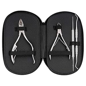 Chali® Pedicure set 4-delig met etui – nageltang groot 11 cm/klein 9,5 cm, hoekheffer hoekvijl – podologie instrumenten roestvrij staal voor voetverzorging
