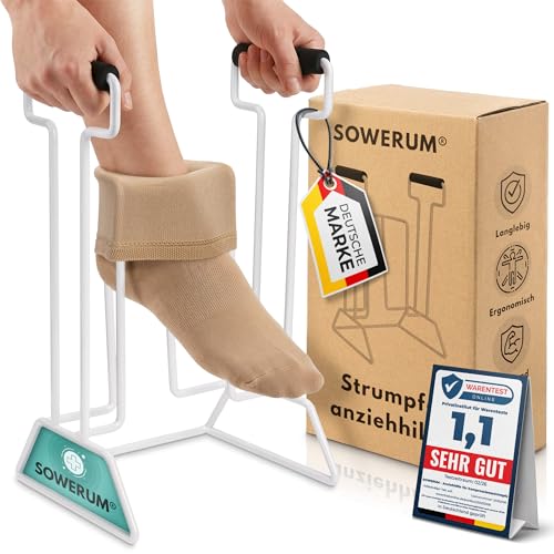 Premium Strumpfanziehhilfe für Stützstrümpfe - Anziehhilfe für Kompressionsstrümpfe mit offener Spitze - auch nach Hüftoperation geeignet - Sockenanziehhilfe für Senioren Sockenanzieher
