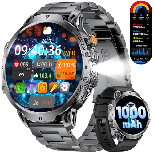 Montre Connectée Homme 1000 mAh Batterie/1.85'' HD Grand Écran Sm...