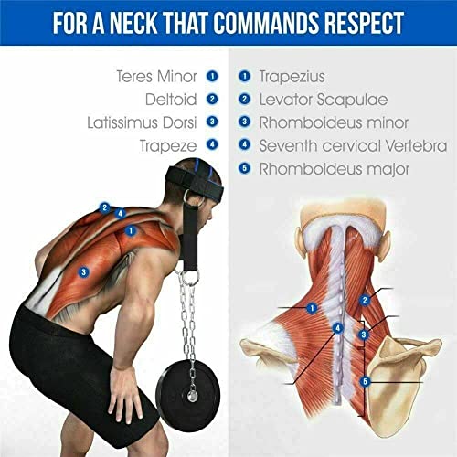 Sports Neck Training Exerciser Head Harness Fitness Weight Lifting Training Neck Trainer to Improve Muscle Strength with Long Steel Chain and Neoprene Strap - Image 4