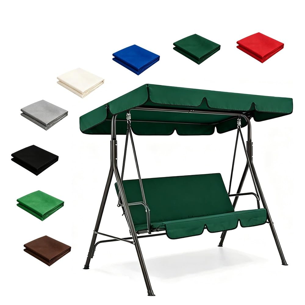 Toit De Balancelle De Jardin Auvent De Rechange pour Balancelle 195x125cm Housse De Remplacement Extérieure Balançoire 3 Places Imperméable Et Anti-UV(Dark Green,82x57in-210x145cm)