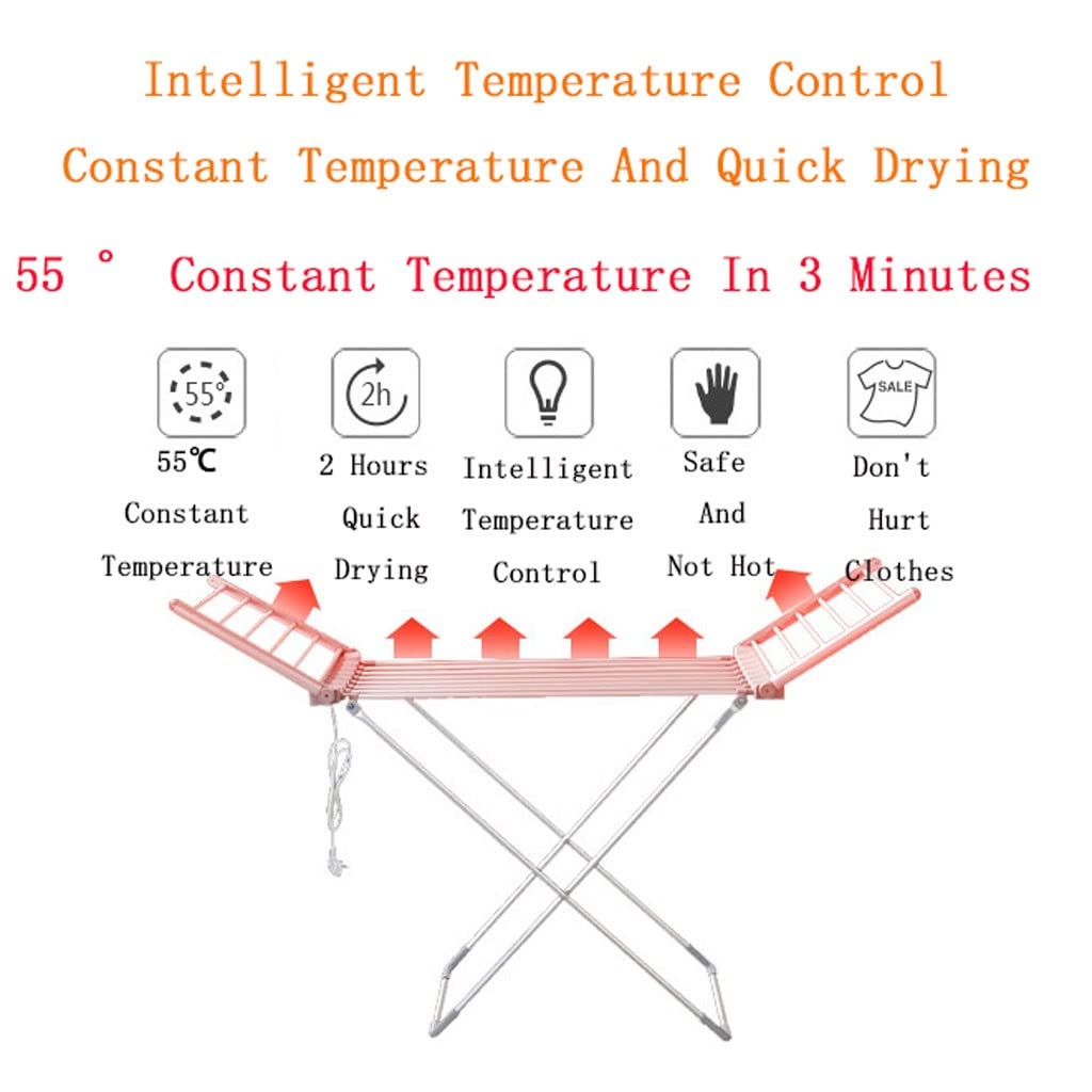Asciugatrice elettrica riscaldata 230W pieghevole a basso consumo energetico, stendibiancheria a risparmio energetico, 20 barre, scaldasalviette alato, temperatura costante 45-55℃, alla moda Star of